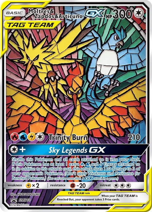 Moltres and Zapdos and Articuno GX SM210 -  Sun and Moon Black Star Promo